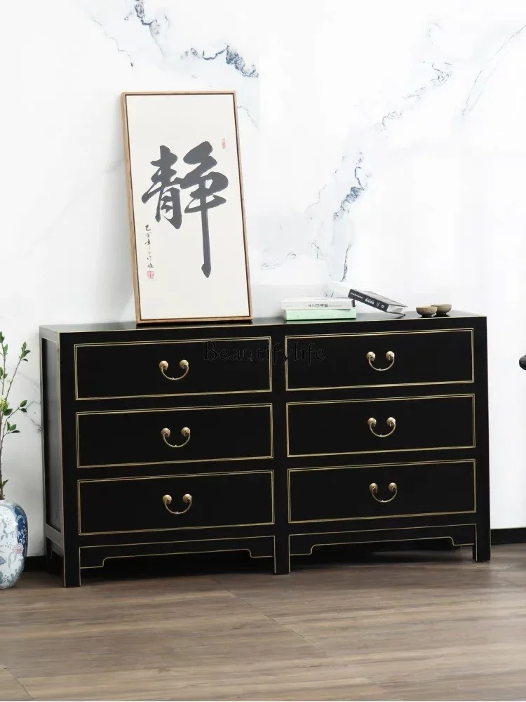 Chinese black lacquered six drawers, antique solid wood furniture\ dining side cabinets
Chinese black lacquered six drawers, antique solid wood furniture\ dining side cabinets