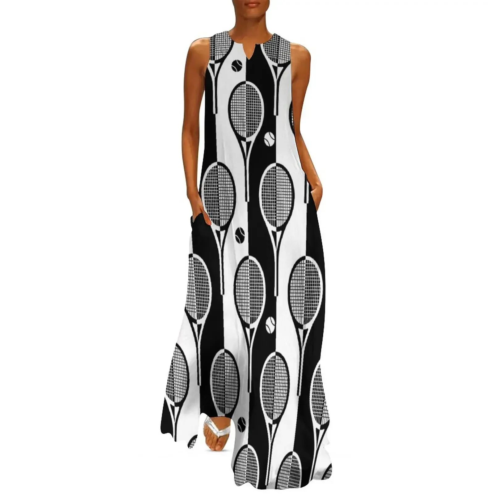 Black and white Tennis rackets on stripy background Long Dress summer women's dress 2025 Women's skirt Dress
Black and white Tennis rackets on stripy background Long Dress summer women's dress 2025 Women's skirt Dress