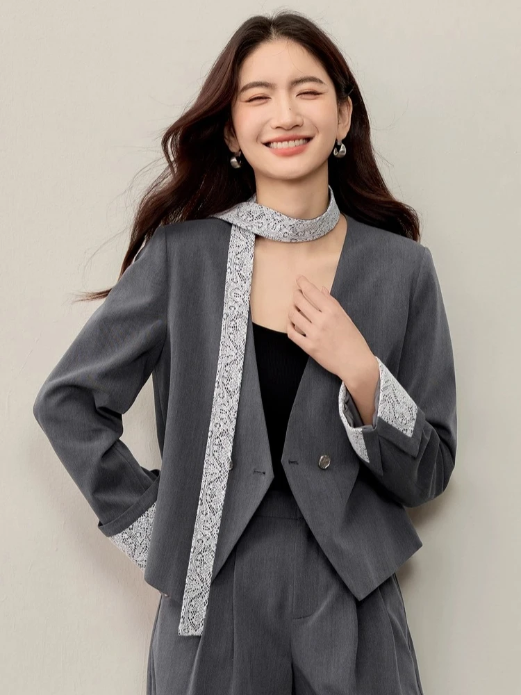 SENTUBILA Pant Suits for Woman Solid V-neck Long-sleeve Short Blazer Wide Leg Pants 2025 Autumn New Two-piece Sets 153ZA2734
SENTUBILA Pant Suits for Woman Solid V-neck Long-sleeve Short Blazer Wide Leg Pants 2025 Autumn New Two-piece Sets 153ZA2734