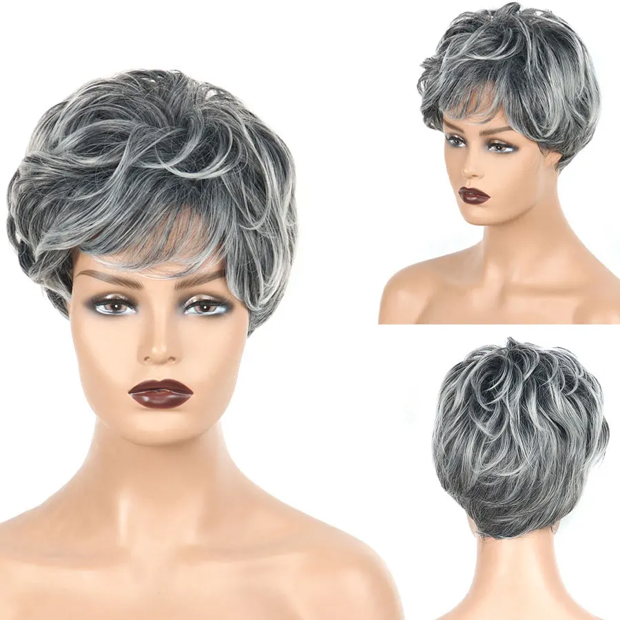 Short Hair Wigs with Natural Bangs Pixie Cut with Highlights Synthetic Short Straight Gray Haircut For White Women BY162
Short Hair Wigs with Natural Bangs Pixie Cut with Highlights Synthetic Short Straight Gray Haircut For White Women BY162