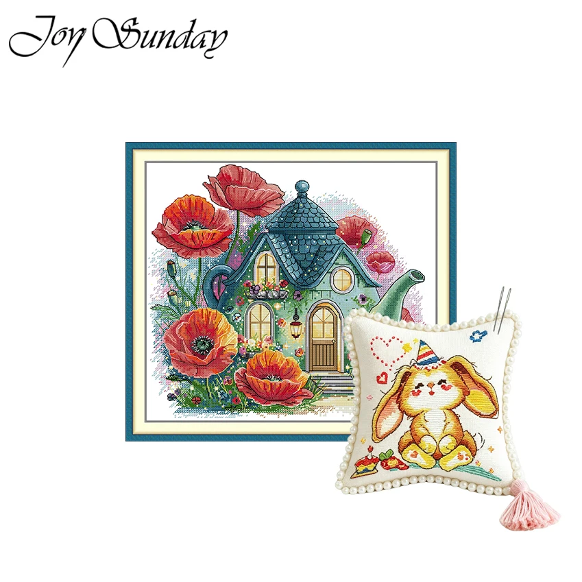 Joy Sunday Cross Stitch Kit The Flower Teapot Cottage Printed Counted Fabric 16/14/11CT DIY Embroidery Set with Needle Case
Joy Sunday Cross Stitch Kit The Flower Teapot Cottage Printed Counted Fabric 16/14/11CT DIY Embroidery Set with Needle Case