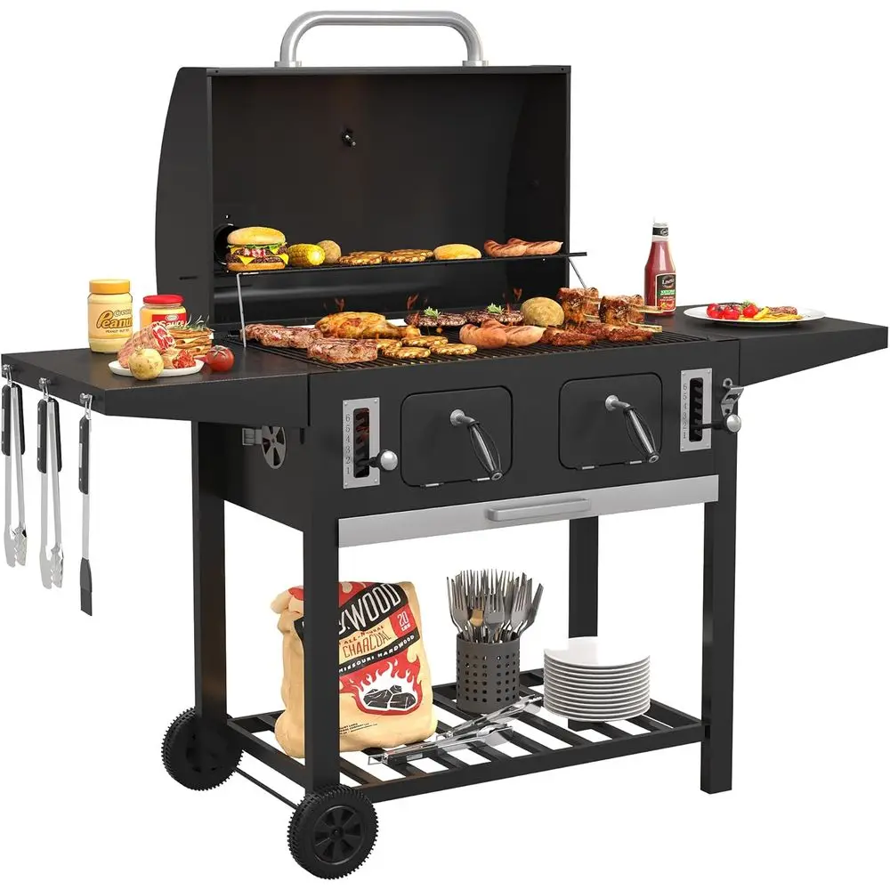 Spacious 600 sq in Charcoal Grill and Smoker with Foldable Sides and Dual Adjustable Trays for Ultimate BBQ
Spacious 600 sq in Charcoal Grill and Smoker with Foldable Sides and Dual Adjustable Trays for Ultimate BBQ