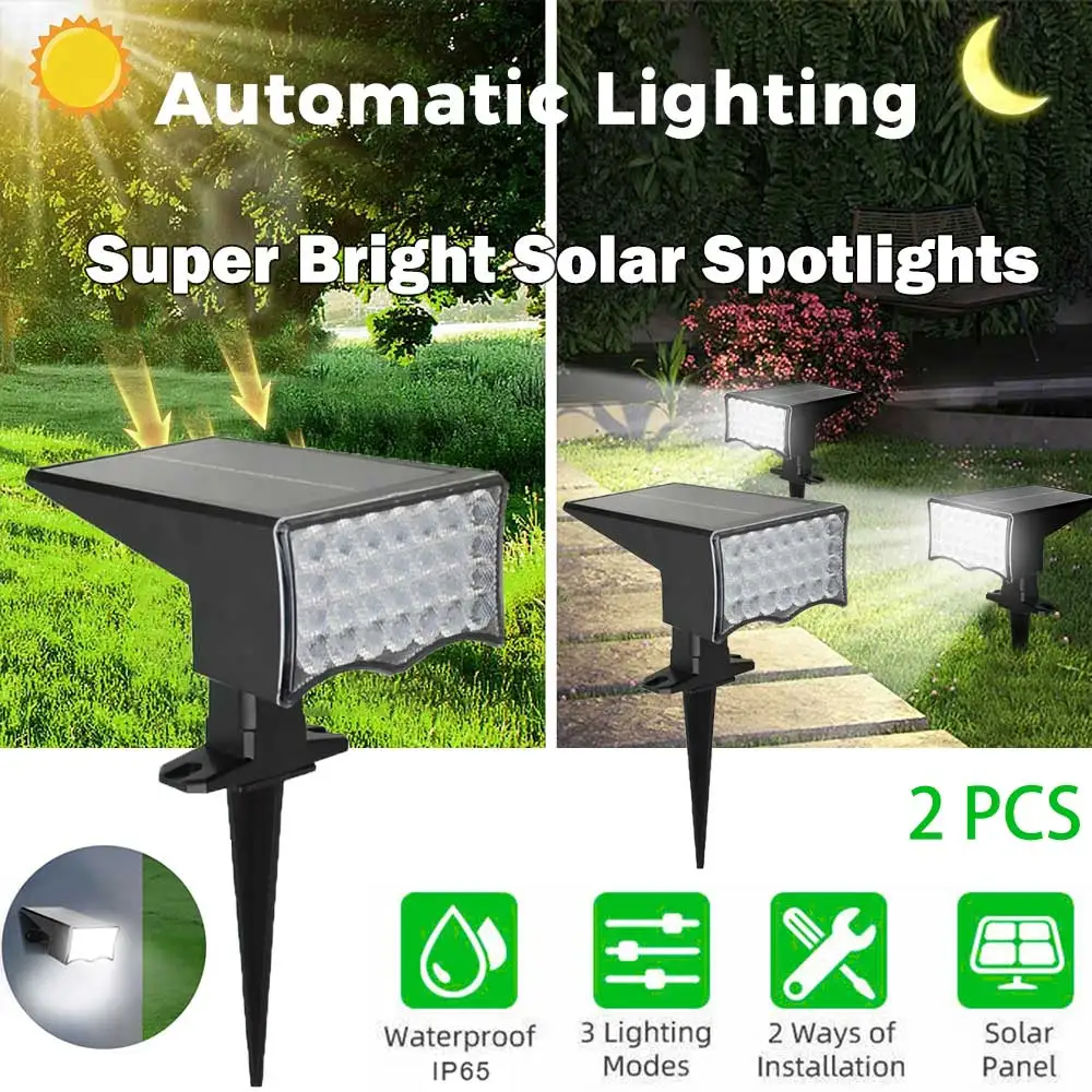 New 2 Pack 28 LED Solar Lawn Lights Outdoor, with Light Sensor, Waterproof Solar Spotlights, Decor for Garden Yard Solar Light
New 2 Pack 28 LED Solar Lawn Lights Outdoor, with Light Sensor, Waterproof Solar Spotlights, Decor for Garden Yard Solar Light