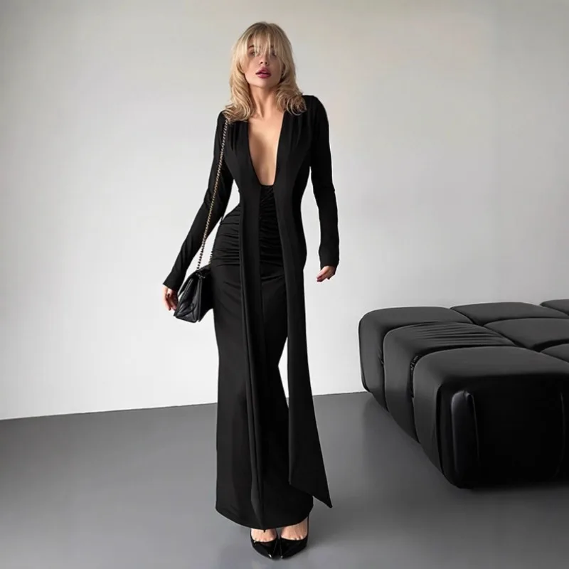 Dress Women's Autumn V-neck Seductive Long Sleeves Floating Ribbon Slim-fit Bodycon New Comfortable Minimalist Versatile Elegant
Dress Women's Autumn V-neck Seductive Long Sleeves Floating Ribbon Slim-fit Bodycon New Comfortable Minimalist Versatile Elegant