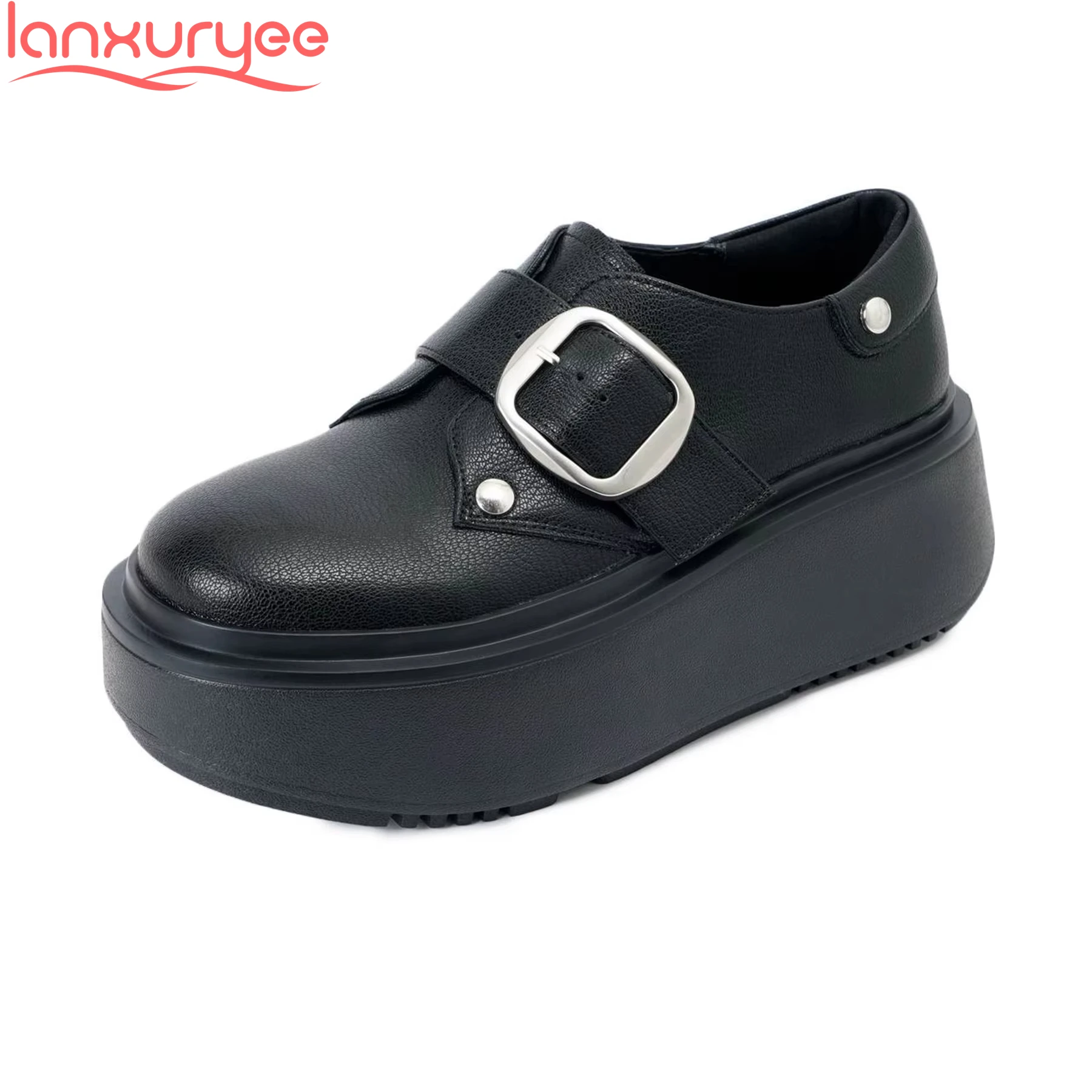 Lanxuryee Cow Leather Elegant Thick Bottom Casual Shoes Spring Autumn Fashion White Sneakers Belt Buckle Women Vulcanized Shoes
Lanxuryee Cow Leather Elegant Thick Bottom Casual Shoes Spring Autumn Fashion White Sneakers Belt Buckle Women Vulcanized Shoes