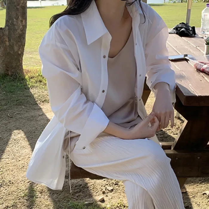 Fashionable Thin Long Sleeve Cardigan Waist-Cinching Shirt Style Windbreaker Spring Summer Korean Version Commute Loose Fit
Fashionable Thin Long Sleeve Cardigan Waist-Cinching Shirt Style Windbreaker Spring Summer Korean Version Commute Loose Fit