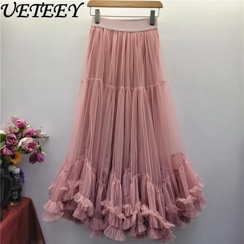 Fashion Pendulum Design Sweet Candy Color Mesh Skirt Women Spring Summer New Medium Long Skirt Fungus Lace A-line Cake Skirt
Fashion Pendulum Design Sweet Candy Color Mesh Skirt Women Spring Summer New Medium Long Skirt Fungus Lace A-line Cake Skirt