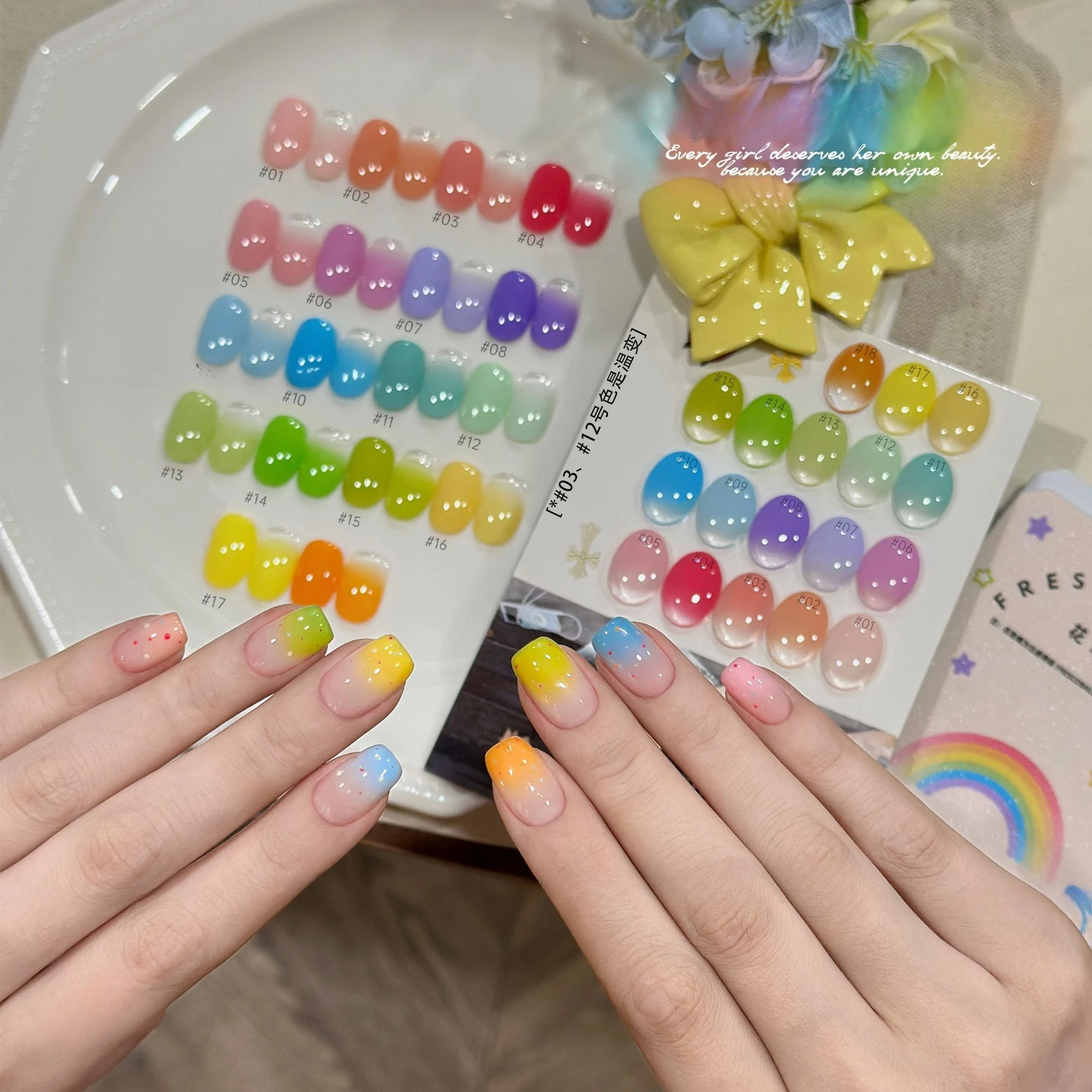 TPO HEMA FREE 18Grids Rainbow Patting Gel Nail Polish UV LED Soak Off Gel Varnishes Blooming Gradient Painting Gel Lacquer
TPO HEMA FREE 18Grids Rainbow Patting Gel Nail Polish UV LED Soak Off Gel Varnishes Blooming Gradient Painting Gel Lacquer
