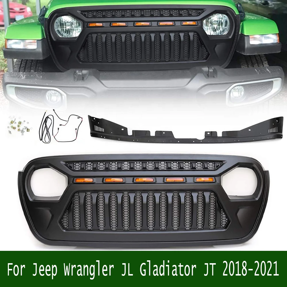 For Jeep Wrangler JL Gladiator JT 2018-2021 Accessories Offroad Bumper Grille with Light Front Grille Mesh Grill Racing Grills
For Jeep Wrangler JL Gladiator JT 2018-2021 Accessories Offroad Bumper Grille with Light Front Grille Mesh Grill Racing Grills
