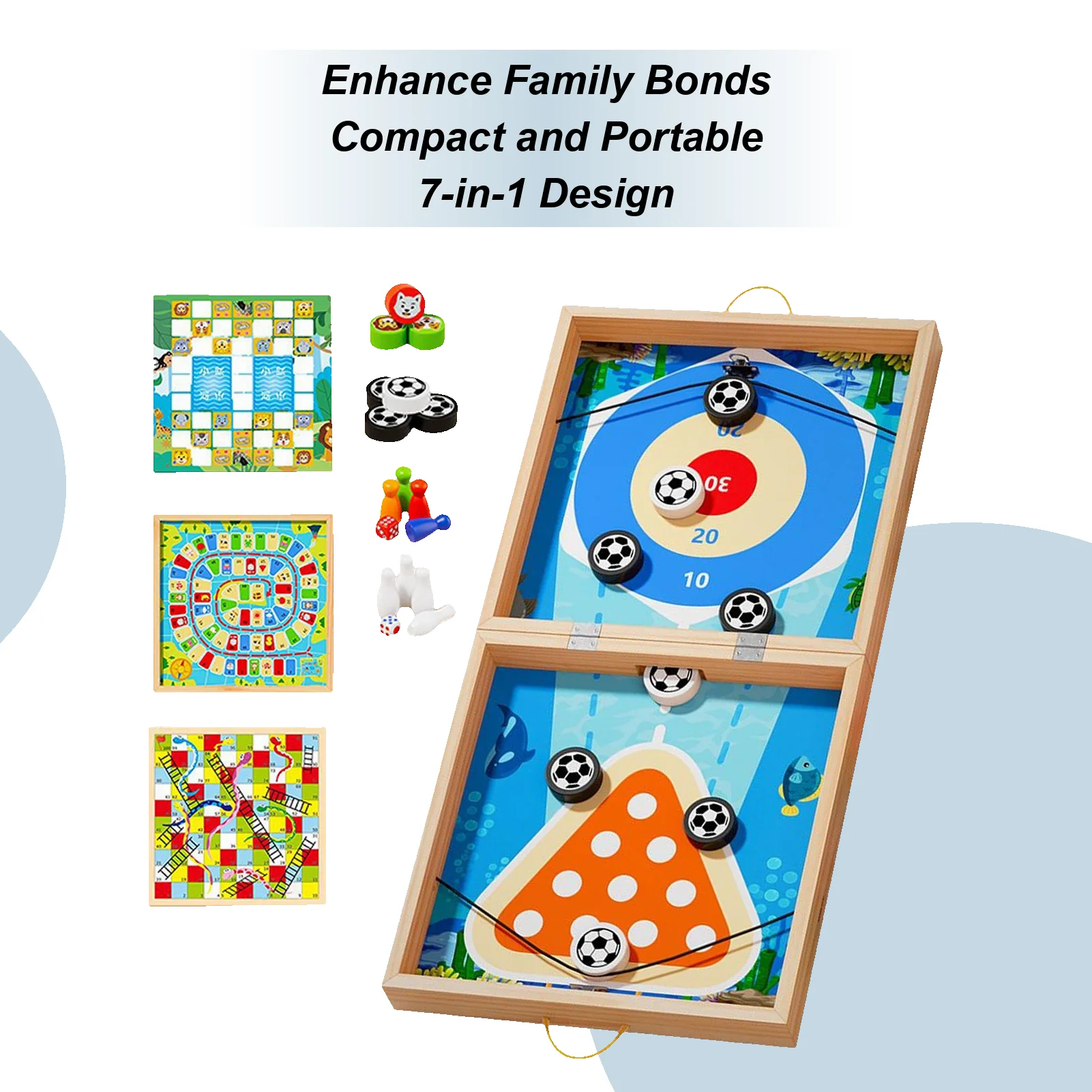 Table Hockey Paced Sling Puck Board Game Desktop Battle Toys 7-in-1 Wooden Educational Tabletop Game set For Activities Travel
Table Hockey Paced Sling Puck Board Game Desktop Battle Toys 7-in-1 Wooden Educational Tabletop Game set For Activities Travel