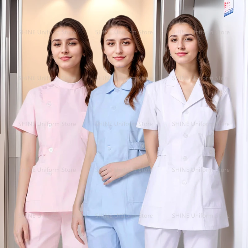 Pink Short Scrubs Set Nurse Doctor Medical Uniform Women Outwear Nursing Nursing two-piece suit Beauty Salon hospital gown logo
Pink Short Scrubs Set Nurse Doctor Medical Uniform Women Outwear Nursing Nursing two-piece suit Beauty Salon hospital gown logo