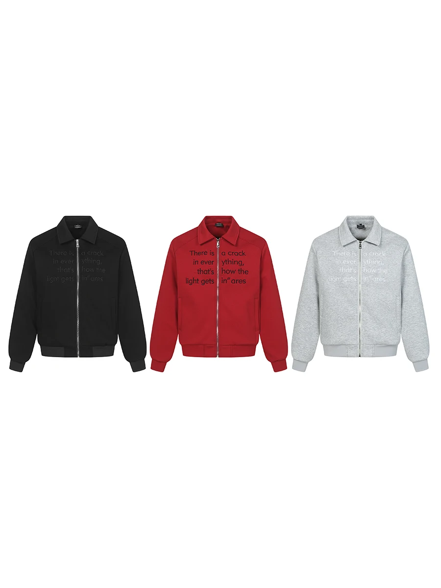 American Streetwear Sle Jaet with Embroidered Lettering And Collar Flip Design Loose Fit Sweatirt for Spring
American Streetwear Sle Jaet with Embroidered Lettering And Collar Flip Design Loose Fit Sweatirt for Spring
