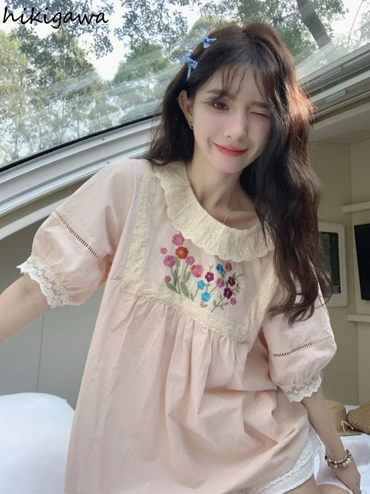 Oversized Blouses Women Clothing Short Sleeve Lace O-neck Shirts Summer Y2k Tops Camisas De Mujer Embroidery Floral Sweet Blouse
Oversized Blouses Women Clothing Short Sleeve Lace O-neck Shirts Summer Y2k Tops Camisas De Mujer Embroidery Floral Sweet Blouse