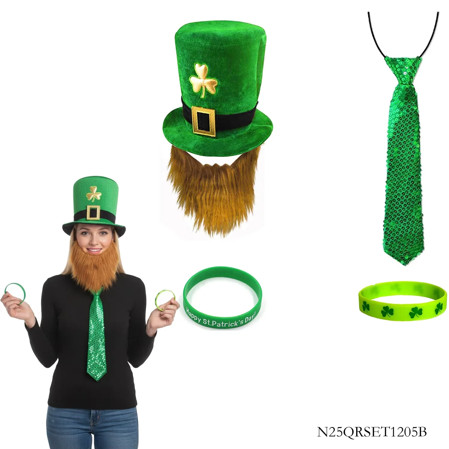 PESENAR День Святого Патрика, набор аксессуаров для ирландского фестиваля, лепрекон, шляпа, борода, галстук с блестками, браслеты для вечеринки
PESENAR День Святого Патрика, набор аксессуаров для ирландского фестиваля, лепрекон, шляпа, борода, галстук с блестками, браслеты для вечеринки