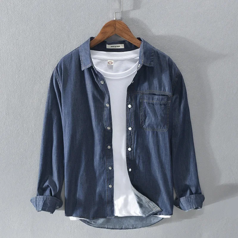 Pop Spring Clothing Men's Denim Long-sleeved Pocket Shirt Casual Korean Turn Down Button Streetwear Luxury Big Size Stylish
Pop Spring Clothing Men's Denim Long-sleeved Pocket Shirt Casual Korean Turn Down Button Streetwear Luxury Big Size Stylish