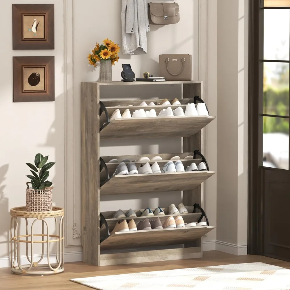 Shoe Cabinet with 3 Flip Drawers, Hidden Wooden Shoe Storage Cabinet, Freestanding Shoes Organizer Cabinet for Entryway Hallway,
Shoe Cabinet with 3 Flip Drawers, Hidden Wooden Shoe Storage Cabinet, Freestanding Shoes Organizer Cabinet for Entryway Hallway,