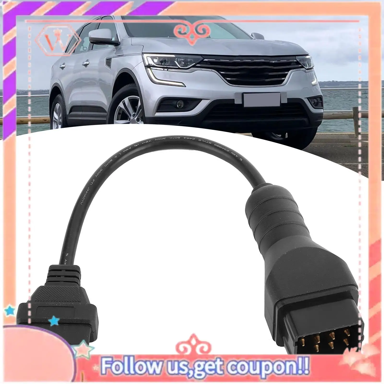 A88U-диагностический кабель OBD2, разъем 12-контактный на 16-контактный адаптер, автомобильные аксессуары, расширение для Renault
A88U-диагностический кабель OBD2, разъем 12-контактный на 16-контактный адаптер, автомобильные аксессуары, расширение для Renault