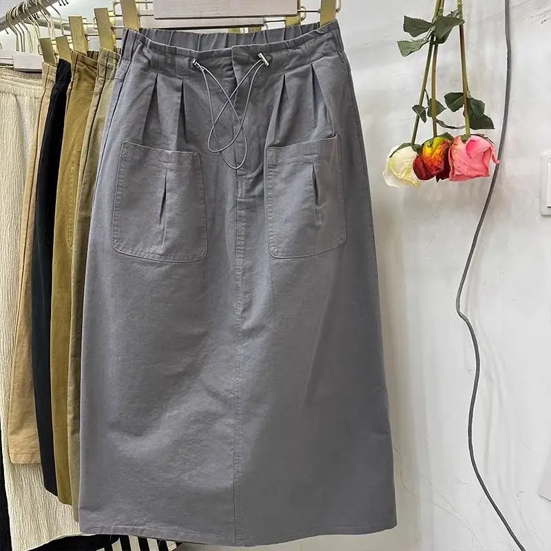 Summer Cargo Skirt for Women Drawstring Elastic Waist Large Pockets Versatile Slim Fit A Line Midi Skirt Casual Utility Skirt
Summer Cargo Skirt for Women Drawstring Elastic Waist Large Pockets Versatile Slim Fit A Line Midi Skirt Casual Utility Skirt