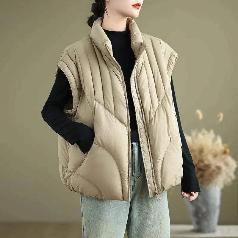 New Standing Collar Women's Vest Short Loose Warm Casual Down Cotton Padded Waistcoat Coat 2022 Sleeveless Winter Jacket
New Standing Collar Women's Vest Short Loose Warm Casual Down Cotton Padded Waistcoat Coat 2022 Sleeveless Winter Jacket