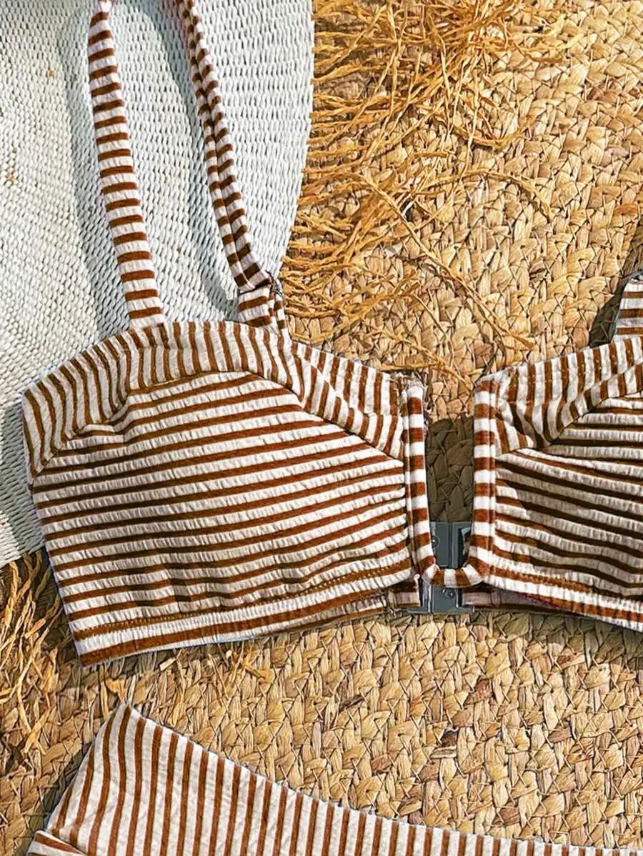 Women Summer Striped High Waisted Bikini Swimsuit Set Beach Bathing Suit
Women Summer Striped High Waisted Bikini Swimsuit Set Beach Bathing Suit