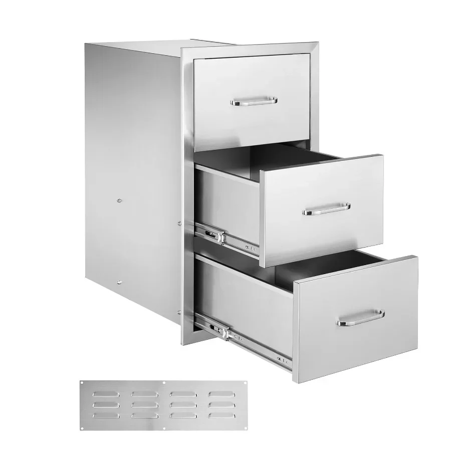 Outdoor Kitchen Drawers 16.5"W x 29"H x 20.5"D Triple Access Storage Stainless Steel Flush Mount Design BBQ Island Drawers with
Outdoor Kitchen Drawers 16.5"W x 29"H x 20.5"D Triple Access Storage Stainless Steel Flush Mount Design BBQ Island Drawers with