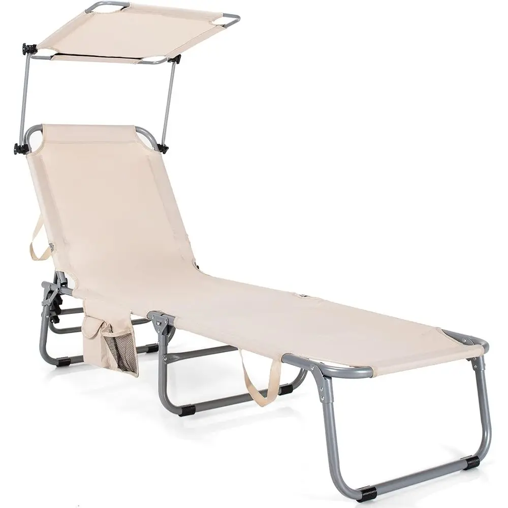 360° Shade Beach Lounge Chair with Side Table, 5-Position Adjustable, Beige
360° Shade Beach Lounge Chair with Side Table, 5-Position Adjustable, Beige