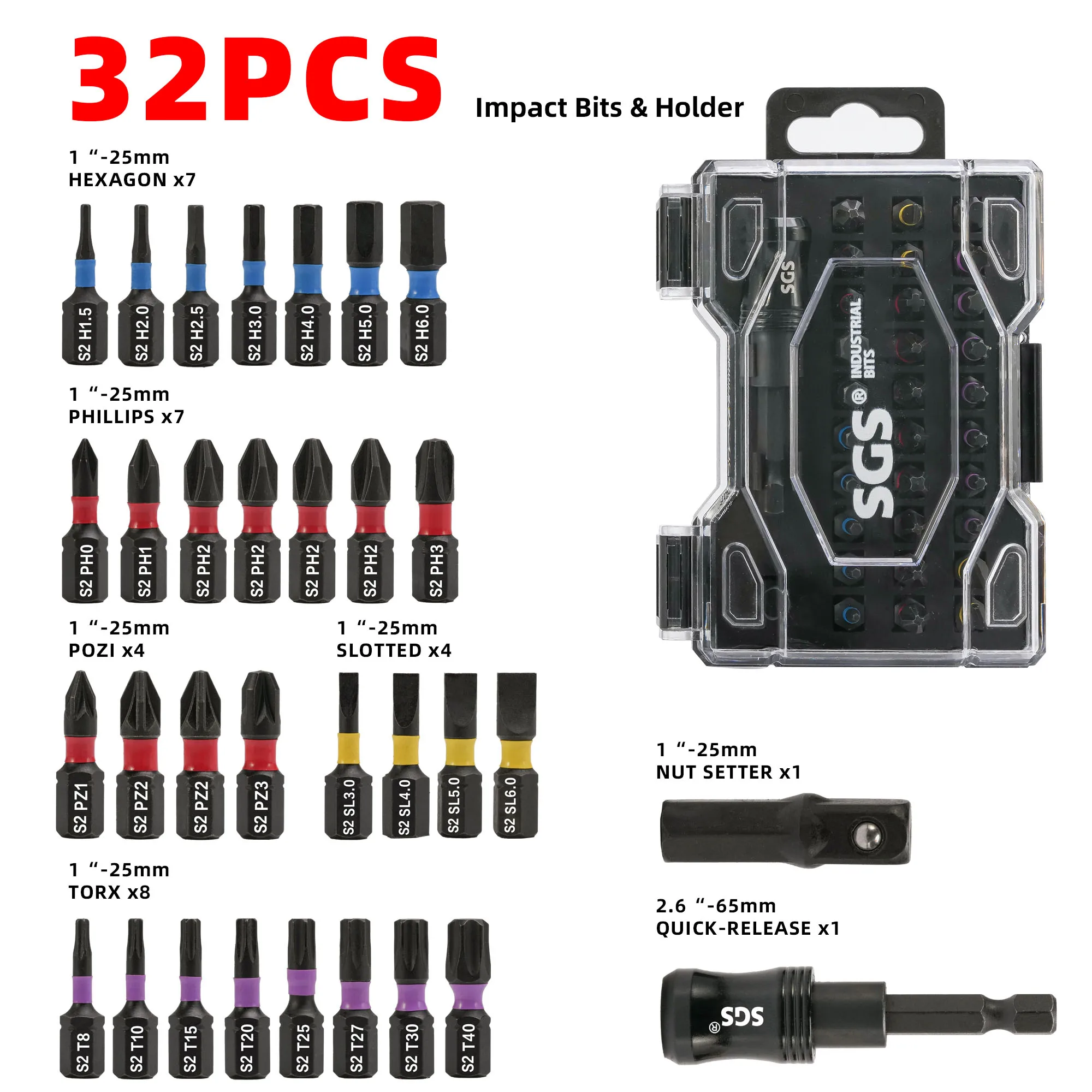32-Piece Comprehensive Screwdriver Bit Set with Various Types, 25mm Multi-Bit Specifications + Extended Socket Handle, S2 Heat-Treated Steel with Magnetic Torque Buffering, Wear-Resistant Electric Drill Impact Accessories
32-Piece Comprehensive Screwdriver Bit Set with Various Types, 25mm Multi-Bit Specifications + Extended Socket Handle, S2 Heat-Treated Steel with Magnetic Torque Buffering, Wear-Resistant Electric Drill Impact Accessories