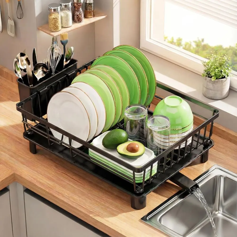 Dish Drying Rack or Kitchen Counter,StainlSteel Drainers Rack with Detachable Cutlery Holder,Automatic Drainage System,Anti-Rust
Dish Drying Rack or Kitchen Counter,StainlSteel Drainers Rack with Detachable Cutlery Holder,Automatic Drainage System,Anti-Rust