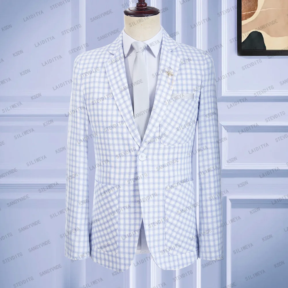 2023 New Fashion Men Suit Summer Light Blue White Classic Plaid Linen Tuxedo Casual Business Groom Wedding Jacket Blazers Coat
2023 New Fashion Men Suit Summer Light Blue White Classic Plaid Linen Tuxedo Casual Business Groom Wedding Jacket Blazers Coat