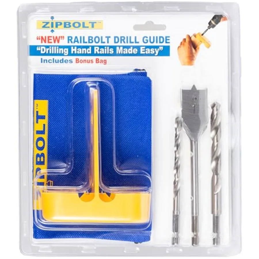 40.260 Railbolt Drill Guide — Railbolt Installation Jig for Staircase Handrails with 1/4" 3/8" Drill Bits and 1" Spade Bit
40.260 Railbolt Drill Guide — Railbolt Installation Jig for Staircase Handrails with 1/4" 3/8" Drill Bits and 1" Spade Bit