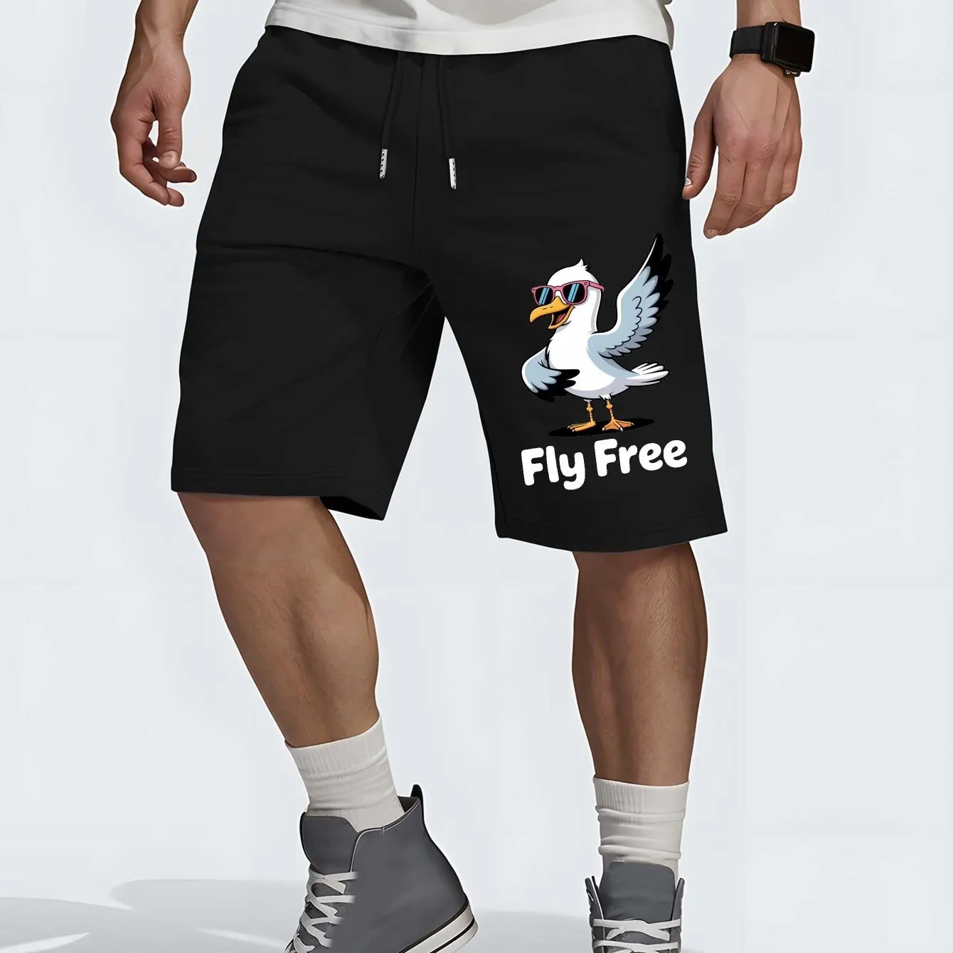 Men's Summer Shorts - Grey/Black Casual Outdoor Shorts with Fly Free Logo and Seagull Design
Men's Summer Shorts - Grey/Black Casual Outdoor Shorts with Fly Free Logo and Seagull Design
