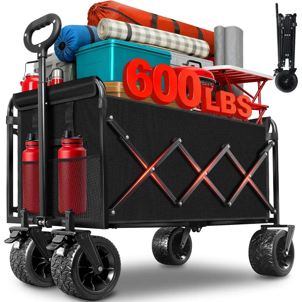 Collapsible Wagon Cart oldable, 600LBS Beach Wagon with Big All-Terrain Wheels & Brakes, Heavy Duty olding Utility Carts with Cu
Collapsible Wagon Cart oldable, 600LBS Beach Wagon with Big All-Terrain Wheels & Brakes, Heavy Duty olding Utility Carts with Cu