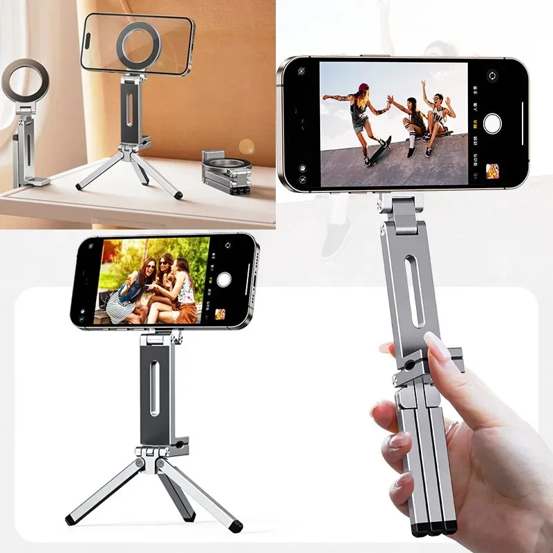 Foldable Magnetic Phone Tripod Holder Portable Travel Stand for IPhone Android Video Shooting on Desk/Plane/Train
Foldable Magnetic Phone Tripod Holder Portable Travel Stand for IPhone Android Video Shooting on Desk/Plane/Train