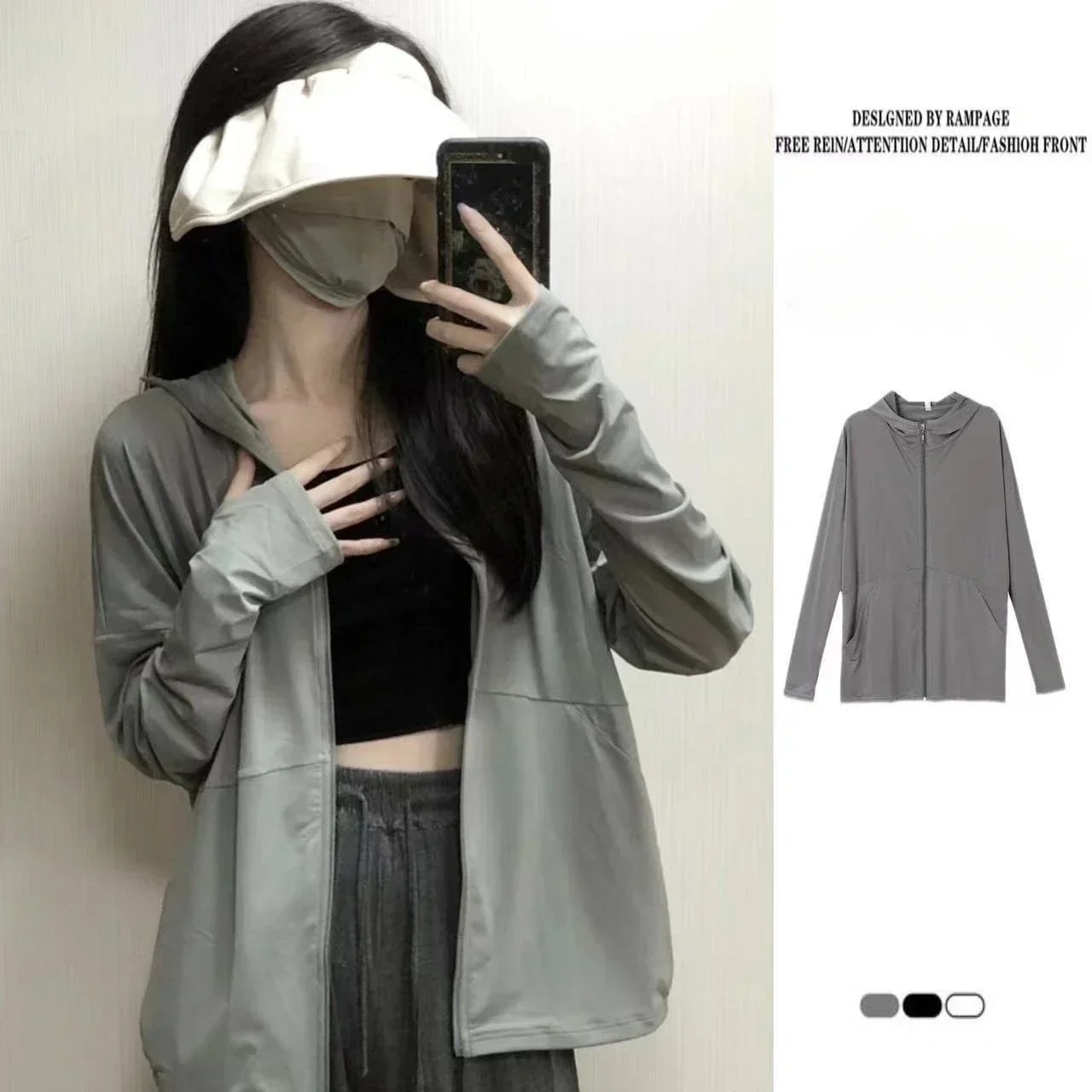 Ice Silk Sun Protection Clothing for Women in Summer Thin Long Sleeved Loose Breathable Fashionable Outdoor Hooded Sun
Ice Silk Sun Protection Clothing for Women in Summer Thin Long Sleeved Loose Breathable Fashionable Outdoor Hooded Sun
