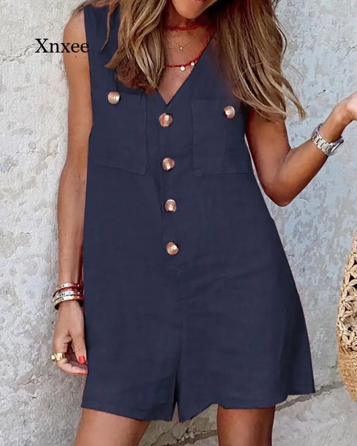 Fashion Women V Neck Sleeveless Rompers 2022 Summer Jumpsuits Short Playsuits Casual Solid Loose Beach Overalls Oversized
Fashion Women V Neck Sleeveless Rompers 2022 Summer Jumpsuits Short Playsuits Casual Solid Loose Beach Overalls Oversized