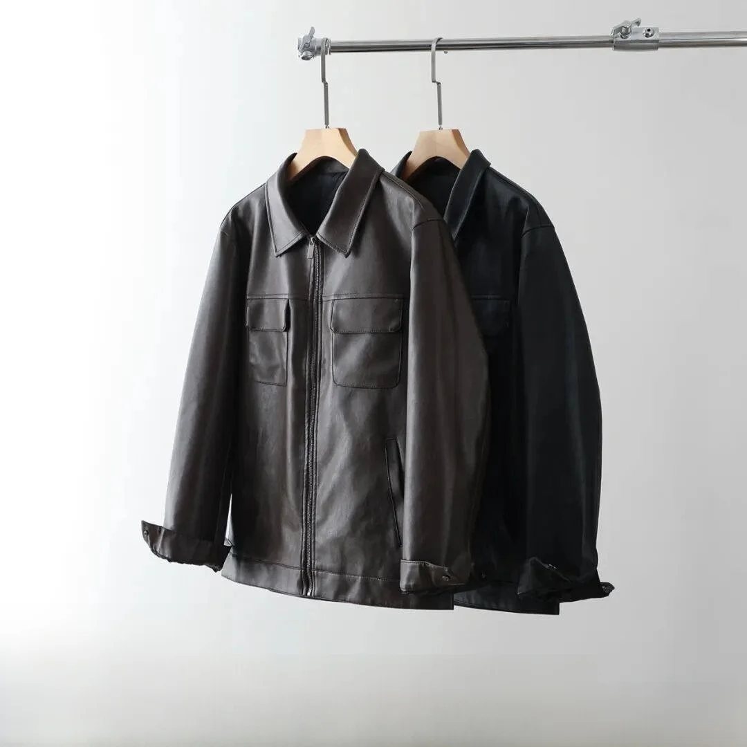 Casual Sle Men's Leather Jaet Collared Workwear Coat Sli And Form-Fitting Stand Fit Polyester Fiber Long Sve Zi...
Casual Sle Men's Leather Jaet Collared Workwear Coat Sli And Form-Fitting Stand Fit Polyester Fiber Long Sve Zi...