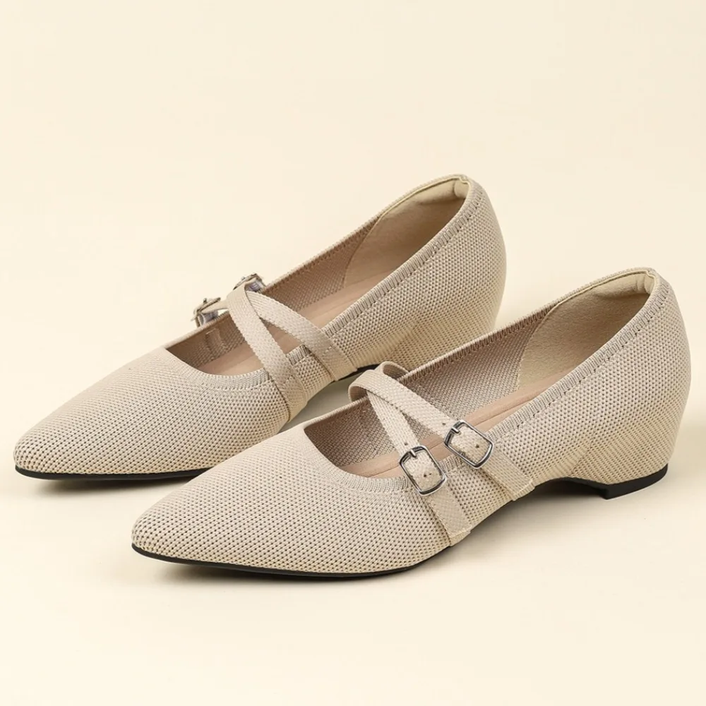 Ladies Shoes Knitted Pointed Shoes Women's Buckle Mary Jane Shoe Low Heel Comfortable Inner Height Increase Women's Shoes
Ladies Shoes Knitted Pointed Shoes Women's Buckle Mary Jane Shoe Low Heel Comfortable Inner Height Increase Women's Shoes