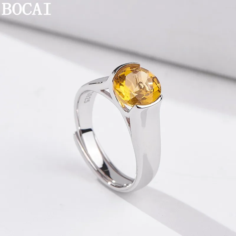 BOCAI New S925 Silver Simple and Versatile Round Yellow Crystal Engagement Ring Women's Choice Gift
BOCAI New S925 Silver Simple and Versatile Round Yellow Crystal Engagement Ring Women's Choice Gift