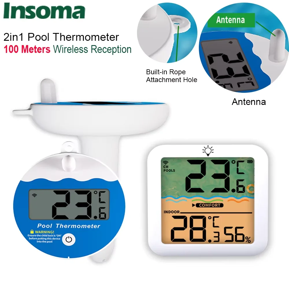 100M Wireless Digital Thermometer 2in1 Pool Thermometer IP68 Waterproof Wall Mounted Thermometer for Pool Aquarium Spa
100M Wireless Digital Thermometer 2in1 Pool Thermometer IP68 Waterproof Wall Mounted Thermometer for Pool Aquarium Spa
