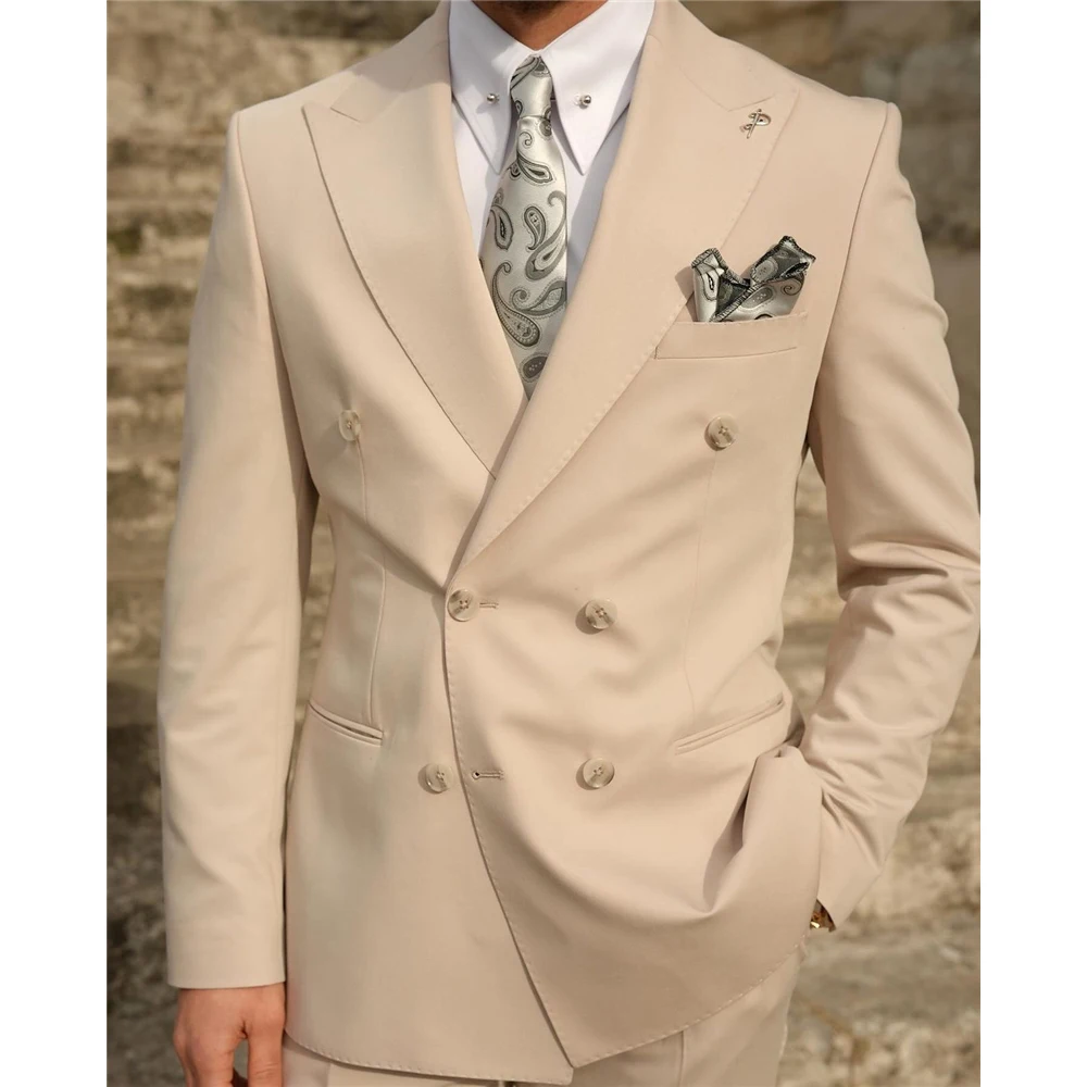 Handsome Ivory Suits For Mens Double Breasted Formal Business Blazer Wedding Groom Tuxedo 2 Piece Jacket Pants Terno Masculino
Handsome Ivory Suits For Mens Double Breasted Formal Business Blazer Wedding Groom Tuxedo 2 Piece Jacket Pants Terno Masculino