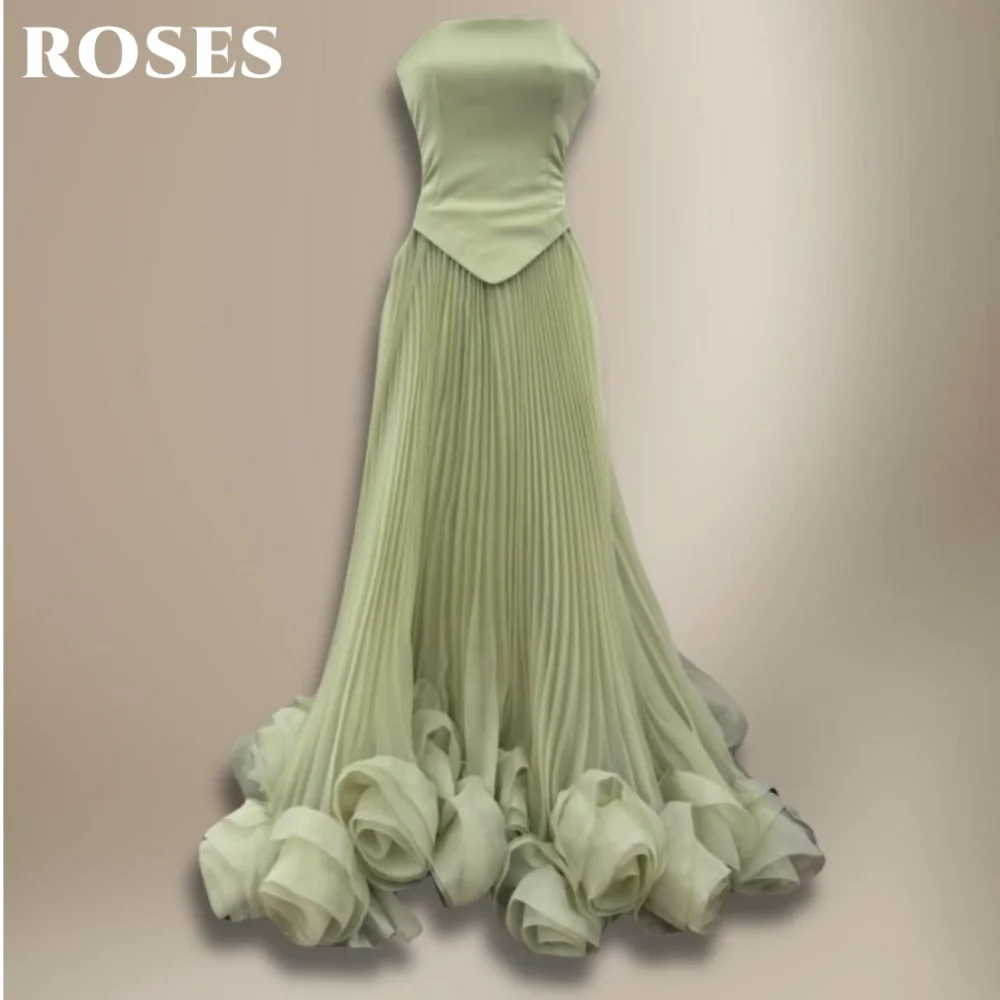 ROSES Mint Green Prom Dresses with 3D-Flowers A-Line Evening Dresses Strapless Tulle Pleats Party Dresses for Woman Customized
ROSES Mint Green Prom Dresses with 3D-Flowers A-Line Evening Dresses Strapless Tulle Pleats Party Dresses for Woman Customized