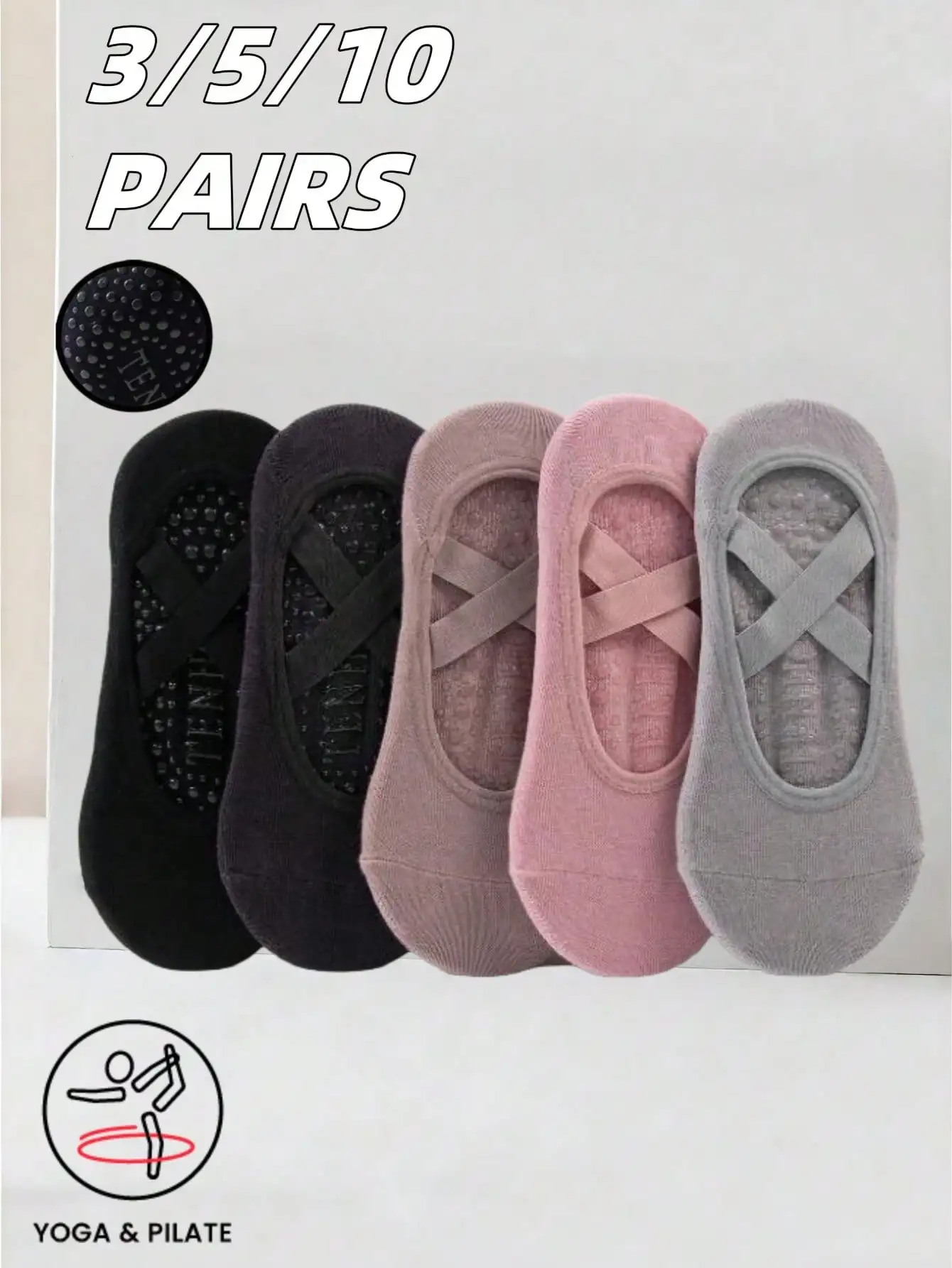 Anti-slip silicone sole yoga socks with grip pads, multiple quantity options available. Comfortable wearable design fits indoor mat sports, ideal for yoga pilates dance and daily fitness workout, practical daily sports wear and nice holiday gift choice
Anti-slip silicone sole yoga socks with grip pads, multiple quantity options available. Comfortable wearable design fits indoor mat sports, ideal for yoga pilates dance and daily fitness workout, practical daily sports wear and nice holiday gift choice