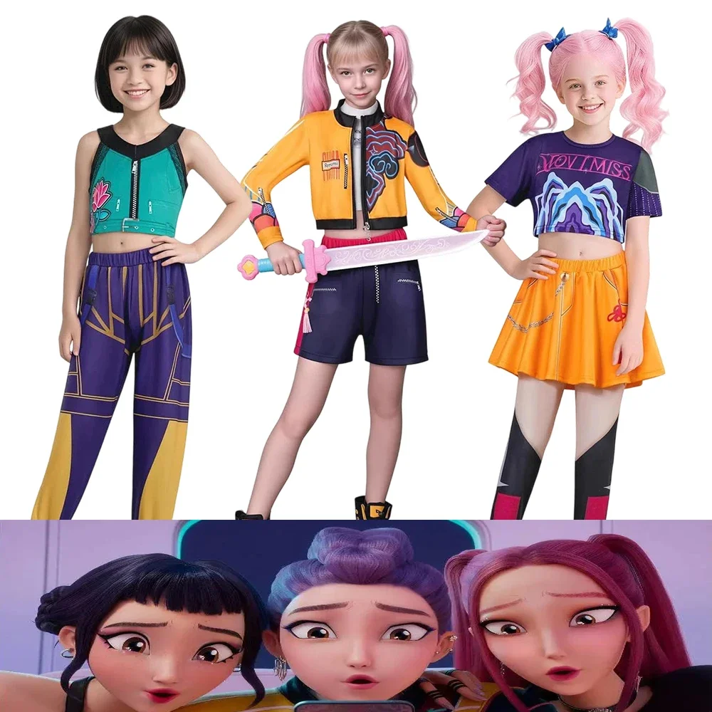 K-Pop Rumi Mira Zoey Costume Demon Hunters Cosplay Costumes Suit 3D Print Halloween Dress Up Stage Performance Outfits
K-Pop Rumi Mira Zoey Costume Demon Hunters Cosplay Costumes Suit 3D Print Halloween Dress Up Stage Performance Outfits