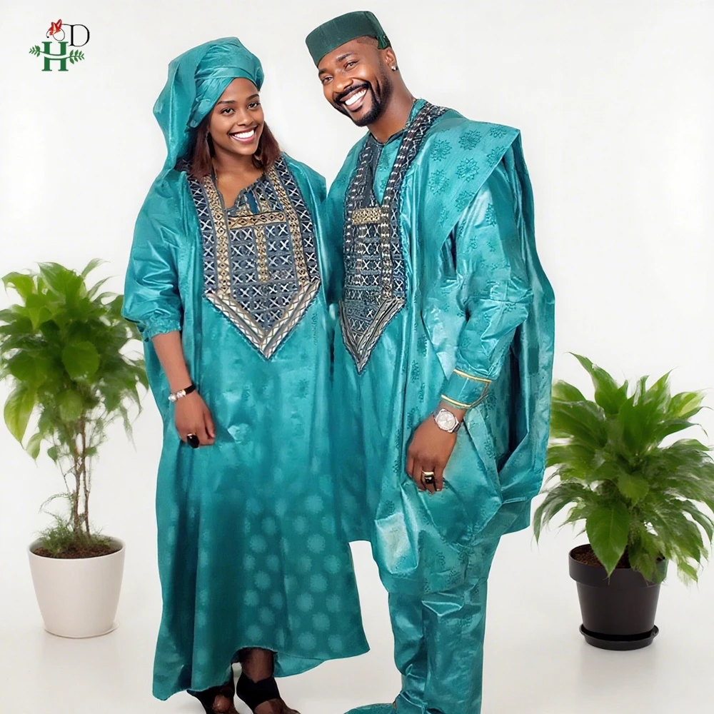 2025 New African Traditional Wear For Women Bazin Riche Dashiki Thobe For Couple Green Robe Agbada Men's Wedding Party Suits
2025 New African Traditional Wear For Women Bazin Riche Dashiki Thobe For Couple Green Robe Agbada Men's Wedding Party Suits