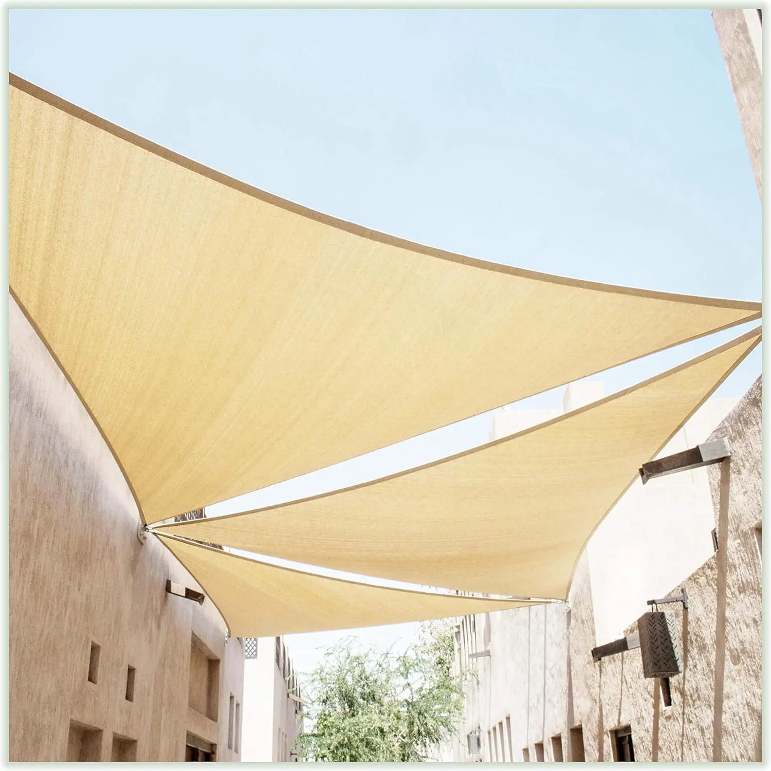 16' x 16' x 16' Beige Triangle CTAPT16 Sun Shade Sail Canopy Mesh Fabric UV Block UPF50 - Commercial Heavy Duty & 190 GSM - 3
16' x 16' x 16' Beige Triangle CTAPT16 Sun Shade Sail Canopy Mesh Fabric UV Block UPF50 - Commercial Heavy Duty & 190 GSM - 3