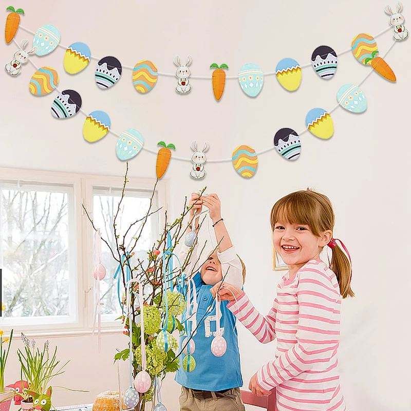 Spring Easter Banner Cartoon Rabbit Egg Carrot Paper Garland Wall Hanging Bunting Flags Happy Easter Party Decorations for Home
Spring Easter Banner Cartoon Rabbit Egg Carrot Paper Garland Wall Hanging Bunting Flags Happy Easter Party Decorations for Home