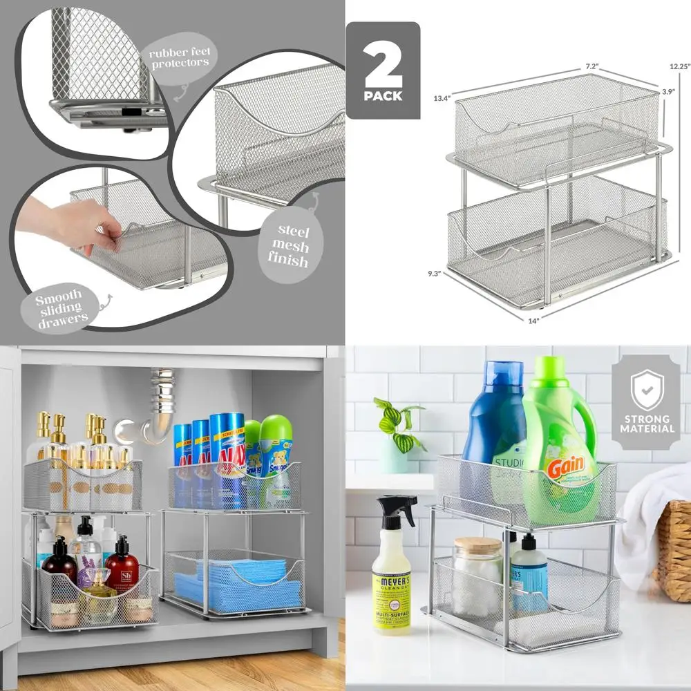 2-Tier Metal Under-Sink Organizer - Perfect for Kitchen, Bathroom, Pantry Storage Solutions
2-Tier Metal Under-Sink Organizer - Perfect for Kitchen, Bathroom, Pantry Storage Solutions