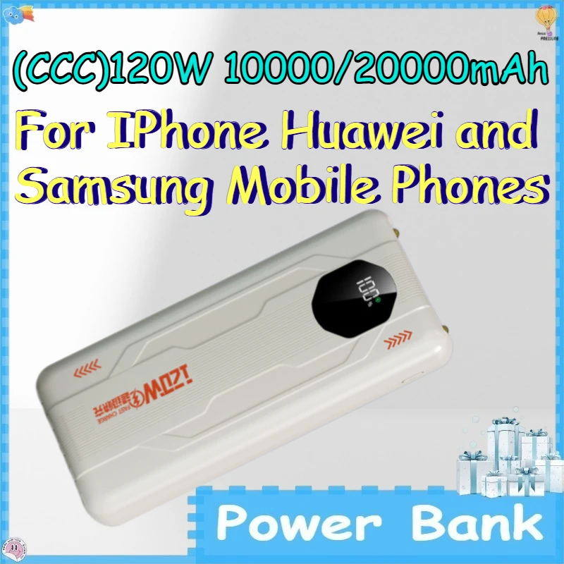 (CCC)120W 10000/20000mAh Power Bank for IPhone Huawei and Samsung Mobile Phones Digital Display Portable PowerBank
(CCC)120W 10000/20000mAh Power Bank for IPhone Huawei and Samsung Mobile Phones Digital Display Portable PowerBank