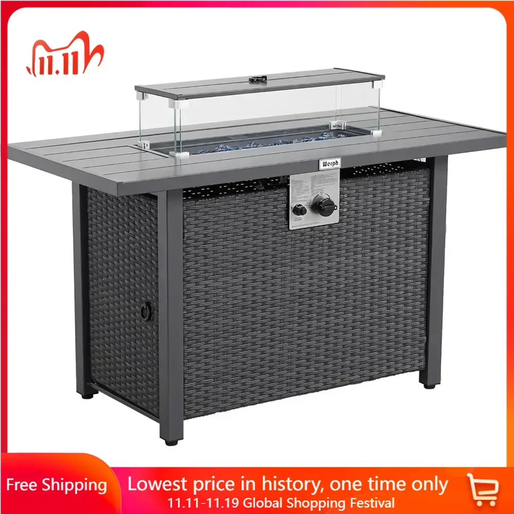 43 Inch Propane Fire Pits Table with Aluminum Tabletop & Glass Protector,Lid & Glass Crystal Stone,Fire Pit Table for Patio
43 Inch Propane Fire Pits Table with Aluminum Tabletop & Glass Protector,Lid & Glass Crystal Stone,Fire Pit Table for Patio