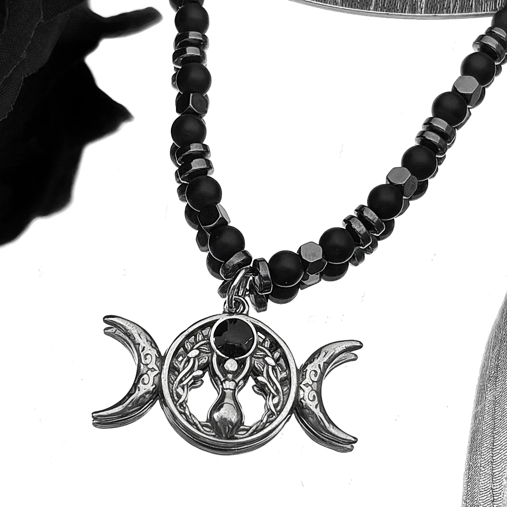 Witch Triple Moon Goddess Pendant Necklace for Women Men Stainless Steel Gold Color Black Enamel Amulet Hematite Chain Jewelry
Witch Triple Moon Goddess Pendant Necklace for Women Men Stainless Steel Gold Color Black Enamel Amulet Hematite Chain Jewelry